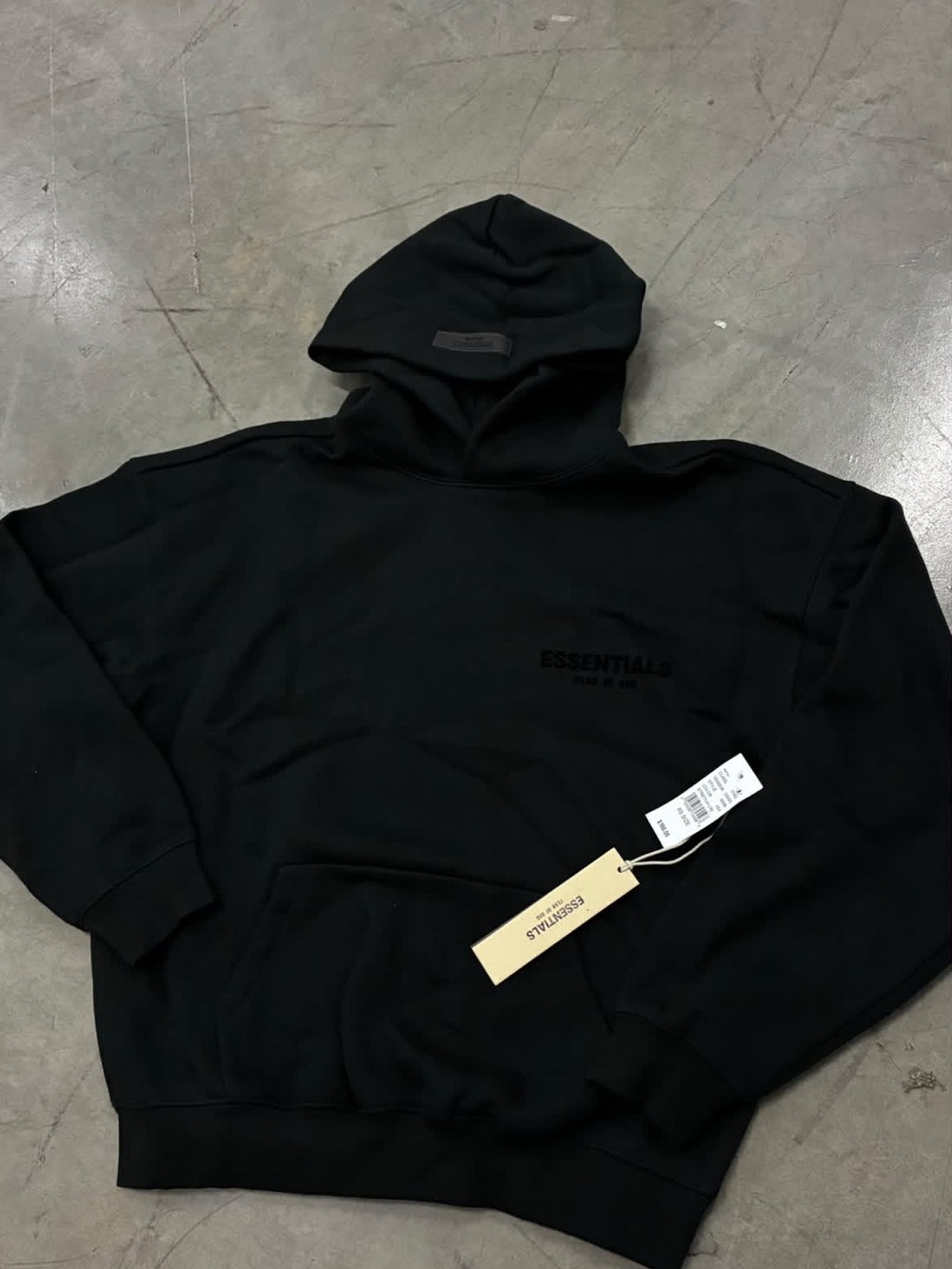 Essentials Black  Hoodie with Subtle Logo